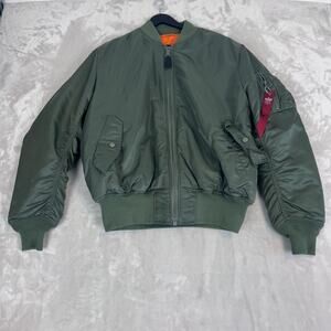 Alpha Industries Jacket Mens Large Green MA-1 Flight Bomber Utility Tactical
